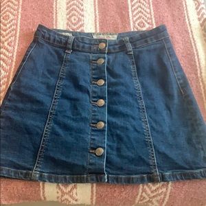 denim button up skirt